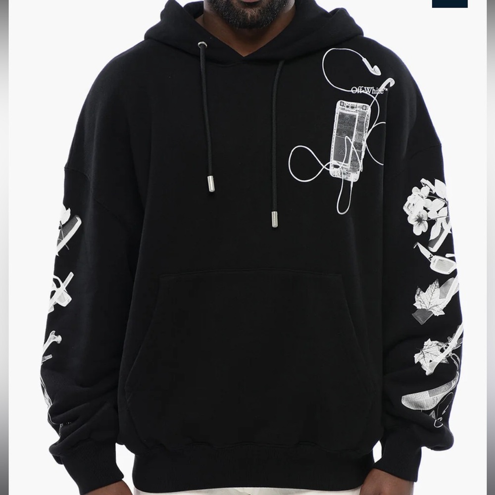 OFF-WHITE PRINTED HOODIE WITH PATCH POCKET XXL new without tags